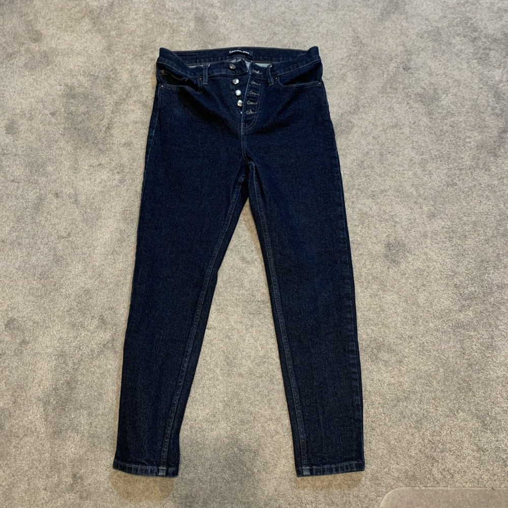 Calvin Klein Jeans Womens Sz 29  High‎ Rise Skinny Leg Button Fly Stretch